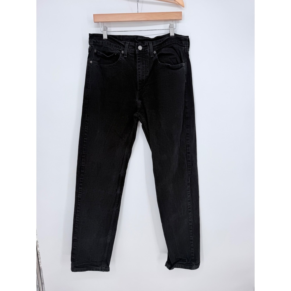Levi's 505 Regular Fit Jeans 34x34 Black Straight Leg Denim Grunge Minimalist